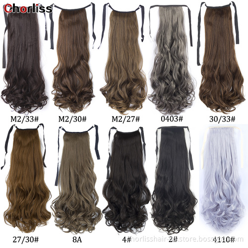Hot Selling Drawstring Fishtail Braids Ponytail Synthetic Hair Extensions High Temperature Fibre Synthetic Hair Ponytails